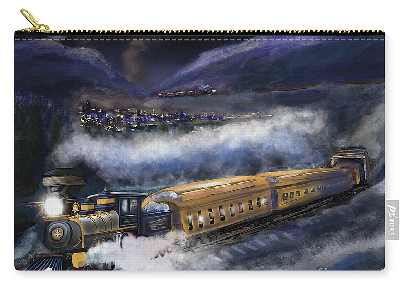 Train Zip Pouch featuring the digital art Through the Train Sheds of Donnner Pass by Doug Gist