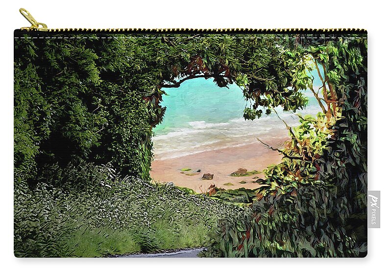 Trees Zip Pouch featuring the mixed media Through The Trees by Pennie McCracken