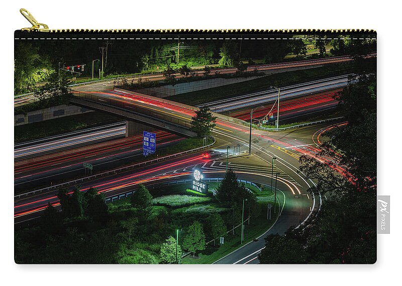Ridge Hill Boulevard Zip Pouch featuring the photograph Thruway at Night by Kevin Suttlehan