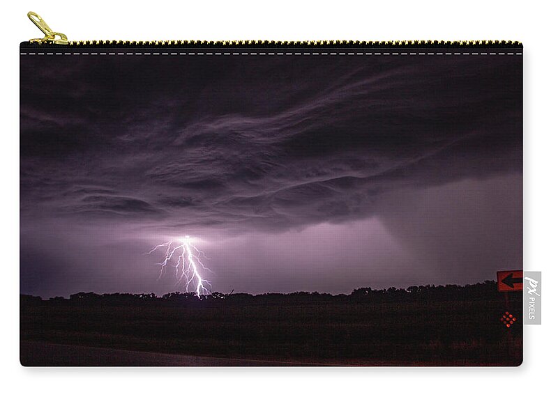 Nebraskasc Zip Pouch featuring the photograph Thunderstorms on the Nebraska Kansas Border 013 by NebraskaSC