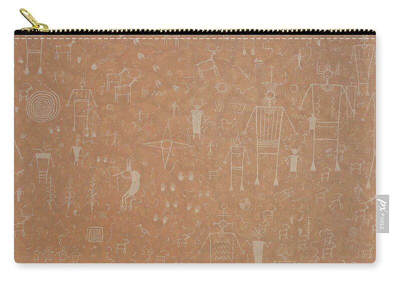 Ancient Rock Art Zip Pouch featuring the painting ThunderVisions #1 by Doug Miller