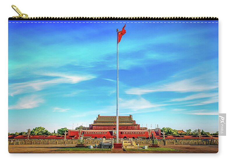 Ancient Zip Pouch featuring the digital art Tiananmen Square by Kevin McClish