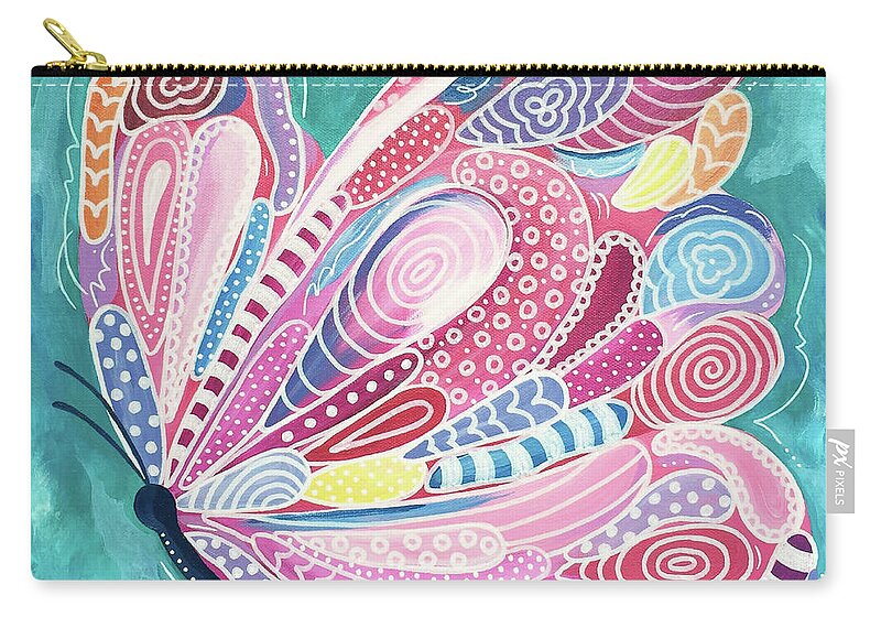 Butterfly Carry-all Pouch featuring the painting Tickled Pink by Beth Ann Scott