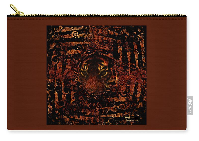 Abstract Zip Pouch featuring the digital art Tiger Stripe Fractals by Diane Parnell