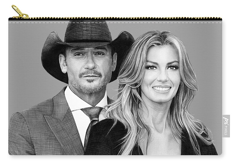 Pencil Zip Pouch featuring the drawing Tim McGraw and Faith Hill drawing by Murphy Art Elliott