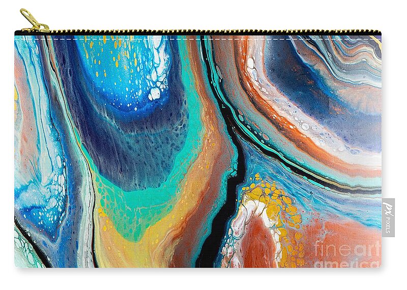 Abstract Zip Pouch featuring the digital art Time And Space - Colorful Abstract Contemporary Acrylic Painting by Sambel Pedes
