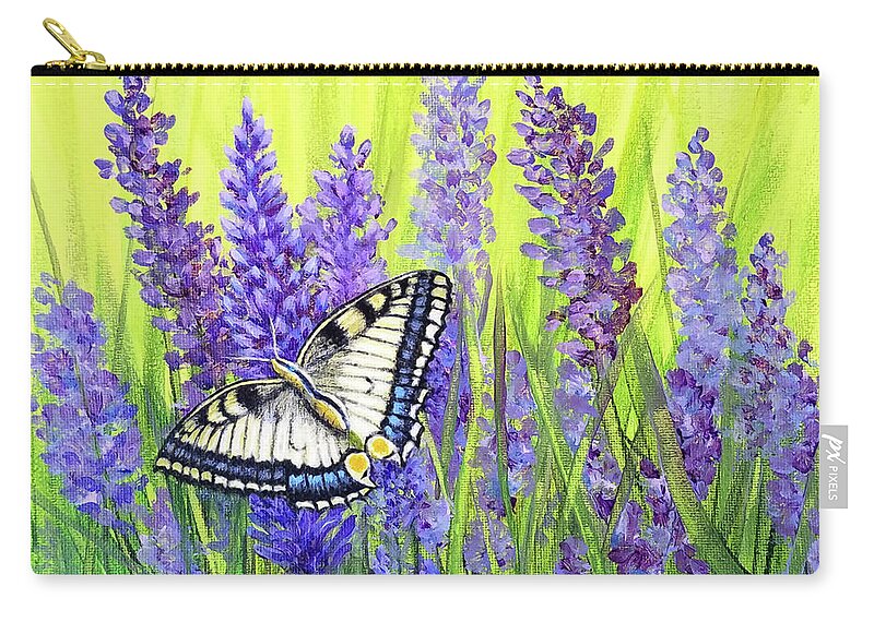 Time Zip Pouch featuring the painting Time Enough - Enjoy The Moment by Sarah Irland