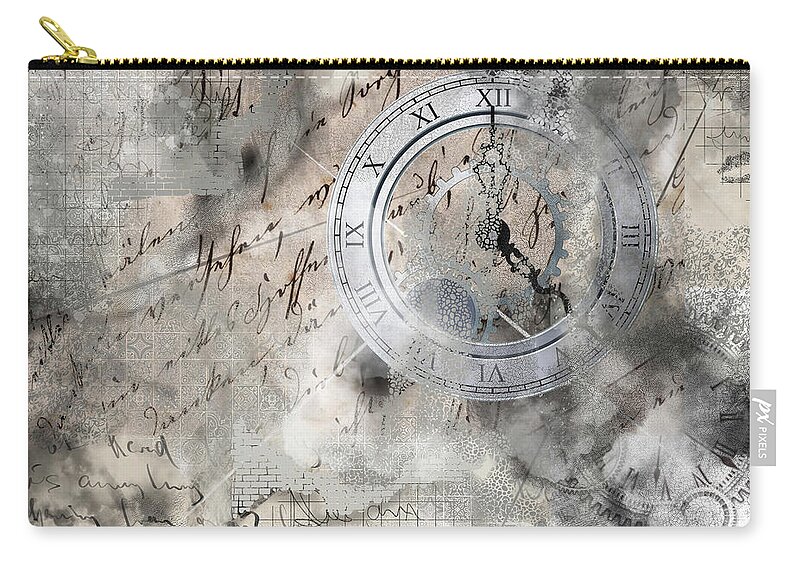 Digital Zip Pouch featuring the digital art Time Machine by Art by Gabriele