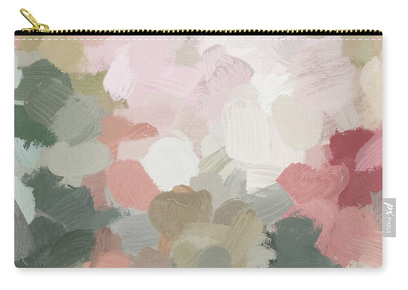 Forest Green Zip Pouch featuring the painting Time to Bloom by Rachel Elise