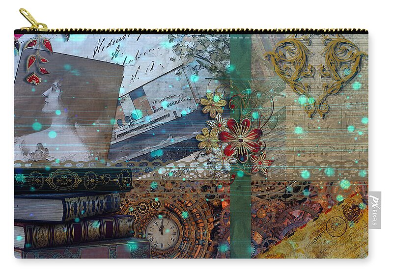 Timetravel Zip Pouch featuring the digital art Time Travel - Variation #2 by Tina Mitchell
