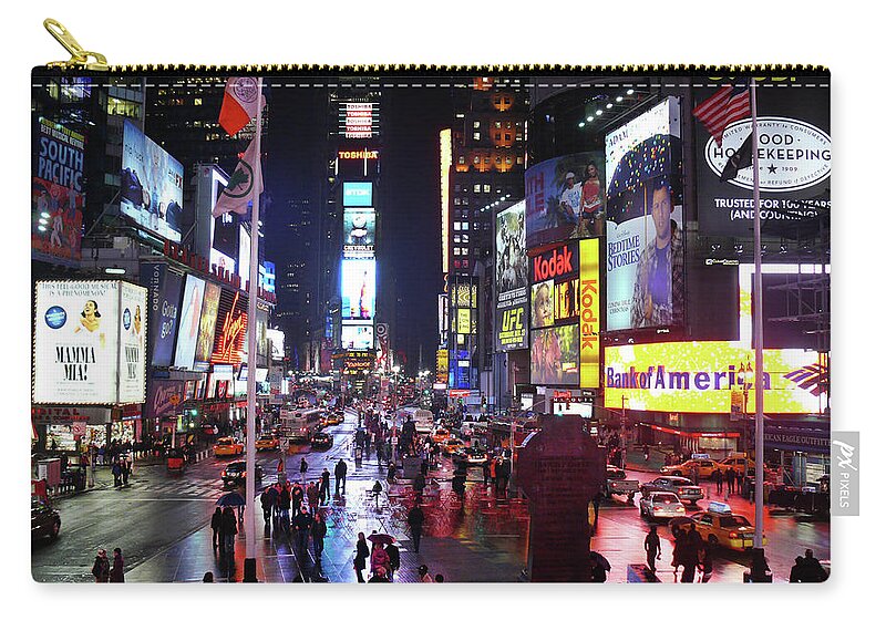 Times Square Carry-all Pouch featuring the photograph Times Square by Mike McGlothlen