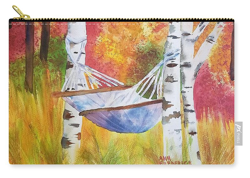 Hammock Zip Pouch featuring the painting Tims' Dream by Ann Frederick