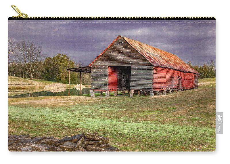 Tennessee Zip Pouch featuring the photograph Tin Roof Barn by the Pond by Marcy Wielfaert