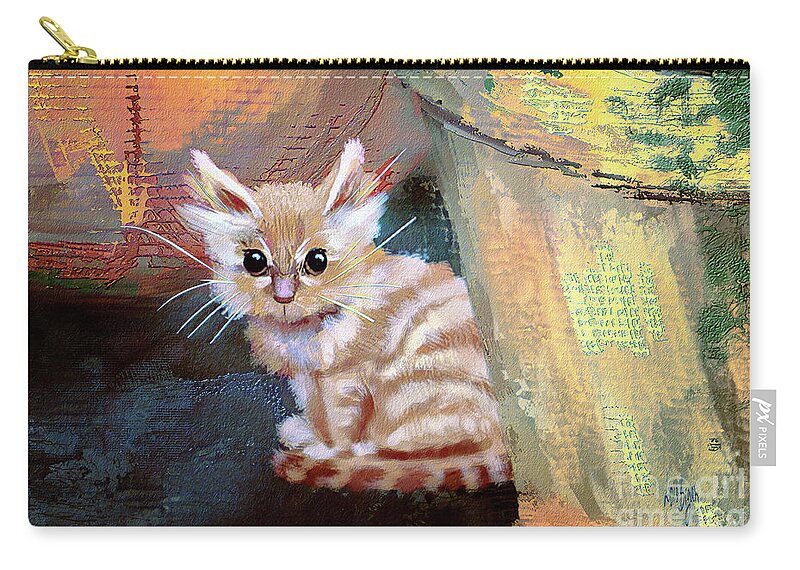 Kitten Zip Pouch featuring the digital art Tiny Hopeful Kitten by Lois Bryan