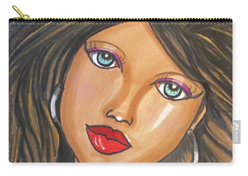 Whimsical Illustrations Carry-all Pouch featuring the mixed media Tiziana by Lorie Fossa