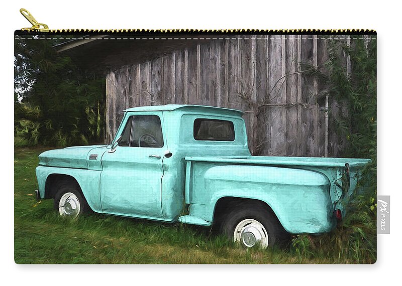 1965 Chevy Truck Zip Pouch featuring the painting To Be Country - Vintage Vehicle Art by Jordan Blackstone