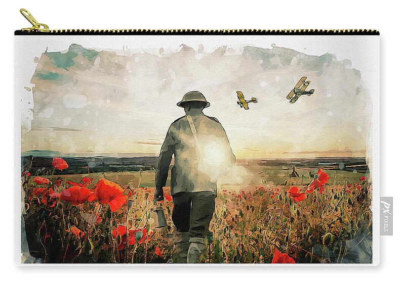 Soldier Poppies Zip Pouch featuring the digital art To End All Wars by Airpower Art