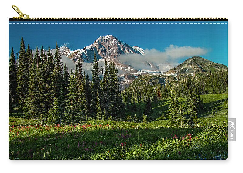 Mount Rainier National Park Zip Pouch featuring the photograph To the Wild County by Doug Scrima