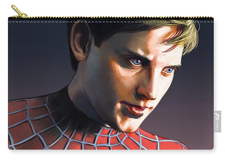 Tobey Maguire Carry-all Pouch featuring the painting Tobey Maguire by Darko Babovic