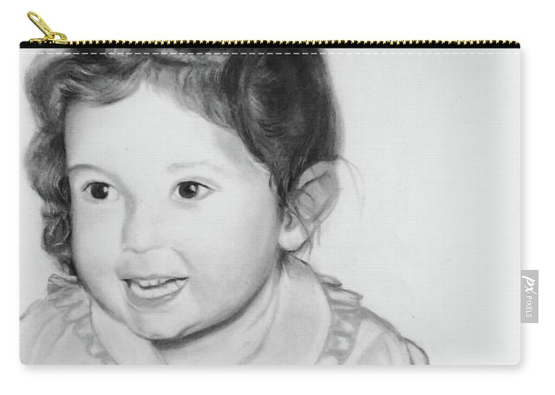 Portrait Zip Pouch featuring the drawing Toddler at Two by Tracy Hutchinson