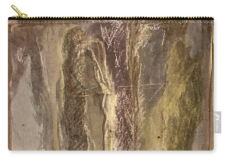 Couple Zip Pouch featuring the painting Together and alone by David Euler