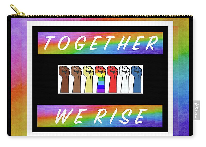 Together We Rise Zip Pouch featuring the digital art Together We Rise - R16W by Artistic Mystic