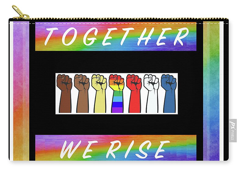 Together We Rise Zip Pouch featuring the digital art Together We Rise Square - R16W by Artistic Mystic