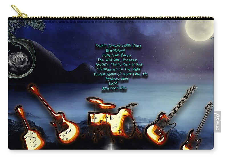 Tom Petty And The Heartbreakers Carry-all Pouch featuring the digital art Tom Petty And The Heartbreakers by Michael Damiani