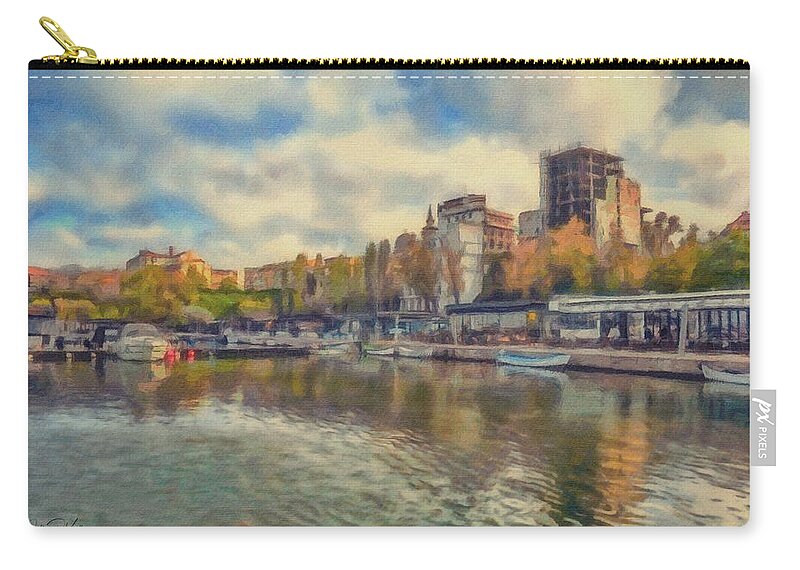 Constanta Zip Pouch featuring the painting Tomis Turistic Port by Jeffrey Kolker