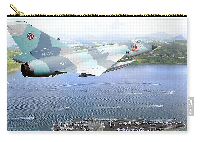 Delta Dart Zip Pouch featuring the digital art Top Gun Convair F-106N by Custom Aviation Art