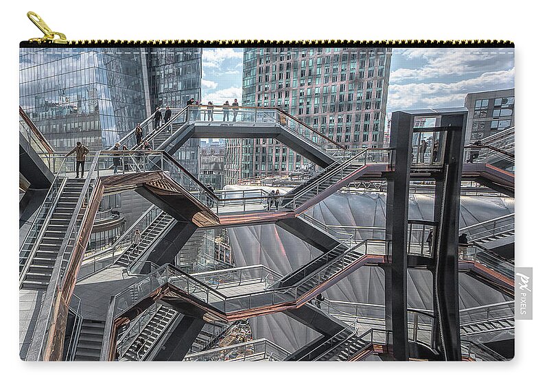 The Vessel Zip Pouch featuring the photograph Top of The Vessel - NYC by Sylvia Goldkranz