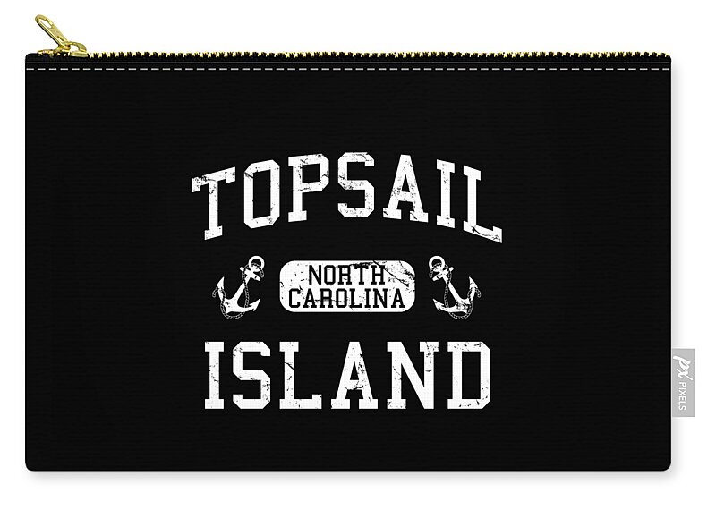 Funny Zip Pouch featuring the digital art Topsail Island North Carolina by Flippin Sweet Gear