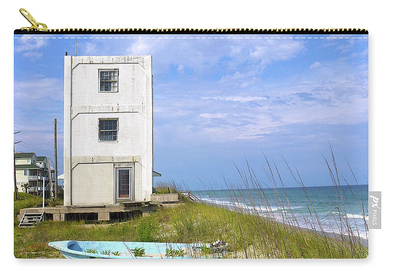 Beach Zip Pouch featuring the photograph Topsail Tower by Mike McGlothlen