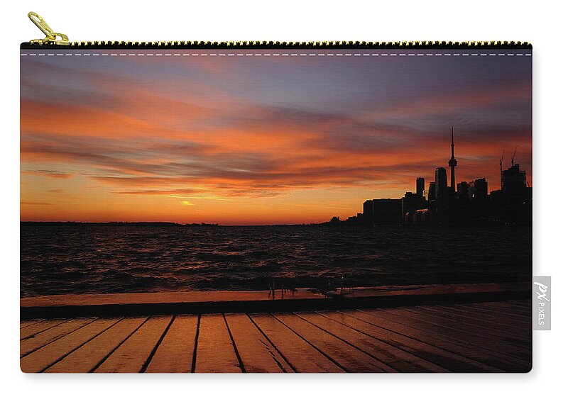 Toronto Zip Pouch featuring the photograph Toronto Sunset With Boardwalk by Kreddible Trout