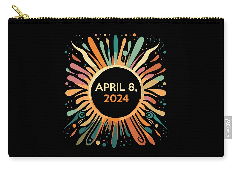 Total Eclipse Zip Pouch featuring the digital art Total Eclipse April 8 2024 Totality by Flippin Sweet Gear