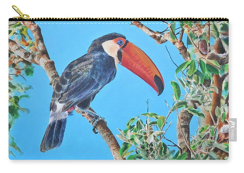 Toucan Zip Pouch featuring the painting Toucan by John Neeve