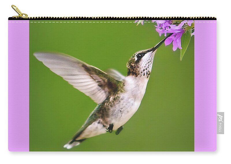 Hummingbird Carry-all Pouch featuring the digital art Touched Hummingbird by Christina Rollo