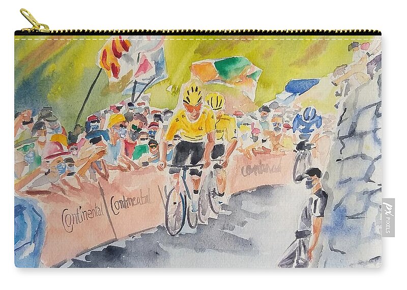 Tour De France Zip Pouch featuring the painting Tour de France 2020 by Geeta Yerra
