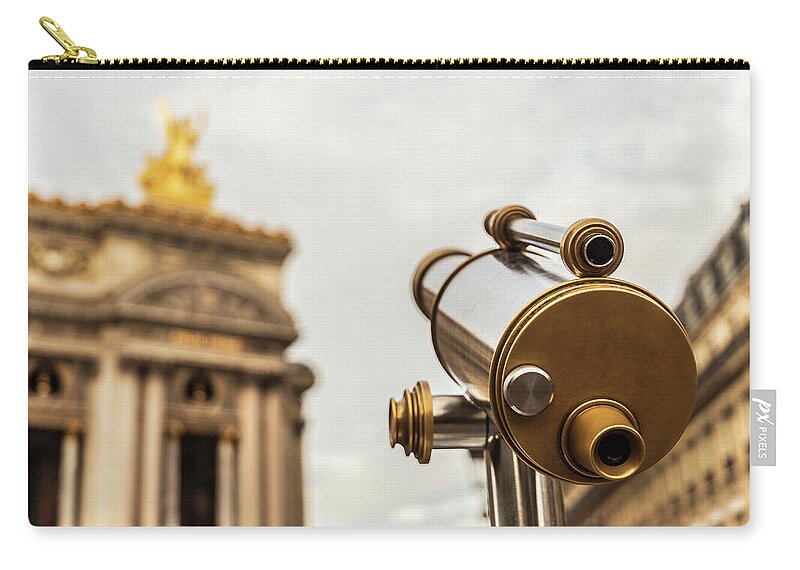 Antique Zip Pouch featuring the photograph Tourist telescope in Paris, France by Fabiano Di Paolo