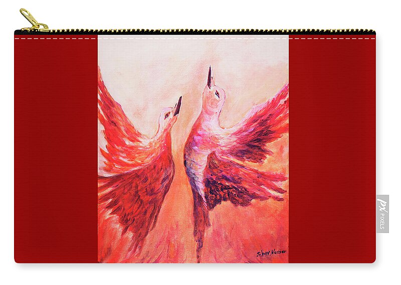 Art - Acrylic Zip Pouch featuring the painting Towards Heaven Canadian Geese by Sher Nasser