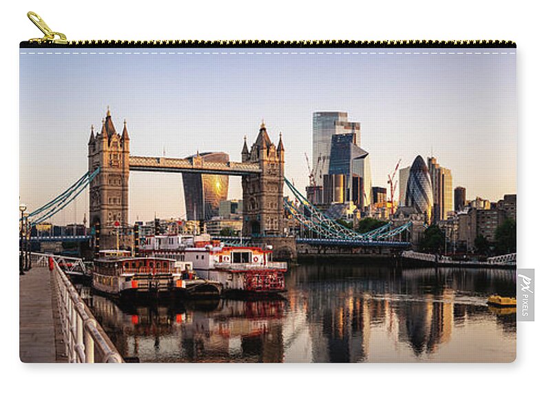 London Zip Pouch featuring the photograph Tower Bridge London Thames River Skyline by Sonny Ryse