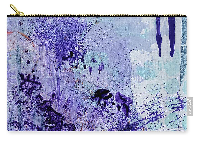 Tropical Zip Pouch featuring the painting TOWER OF LONDON Tropical Abstract Painting Purple Aqua Blue Orange by Lynnie Lang