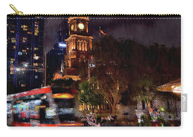 Sydney Zip Pouch featuring the photograph Town Hall. Rain by Andrei SKY