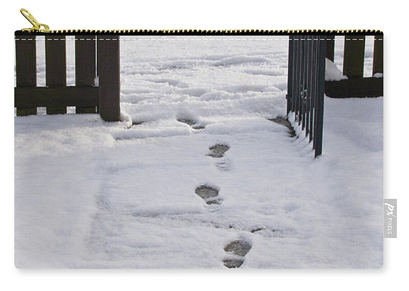 Traces On Snow Zip Pouch featuring the photograph Traces in the Snow by Elena Perelman