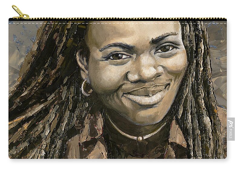 Tracy Chapman Carry-all Pouch featuring the painting Tracy Chapman, 2020 by PJ Kirk