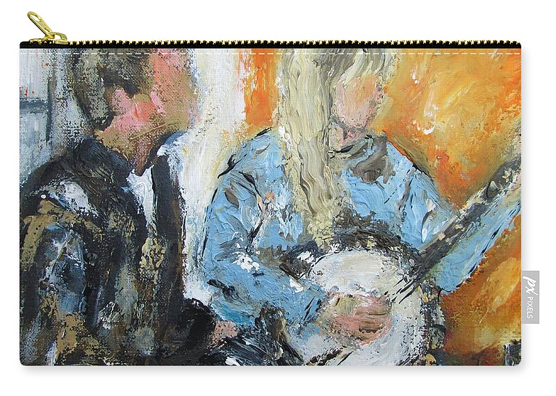 Trad Music Art Zip Pouch featuring the painting Trad music painting by Mary Cahalan Lee - aka PIXI