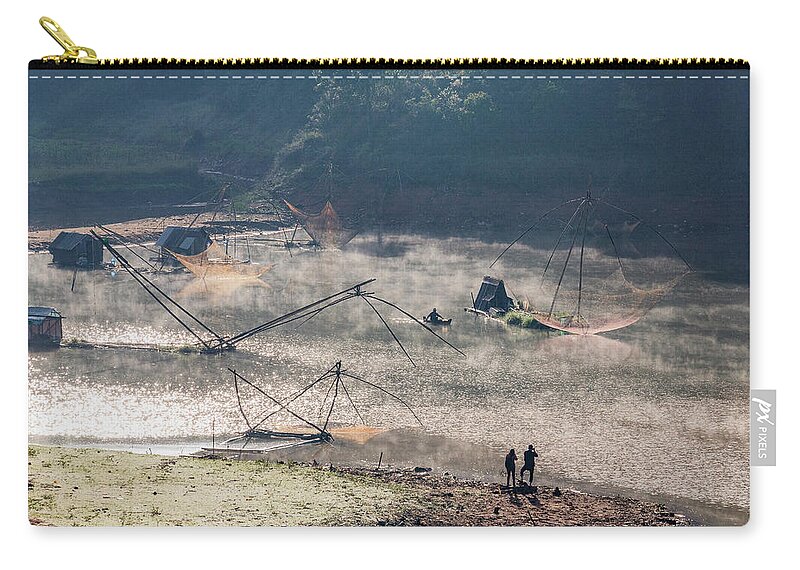 Awesome Zip Pouch featuring the photograph Traditional fishing farm by Khanh Bui Phu