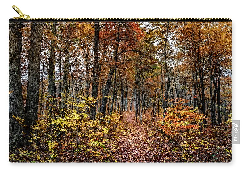 Carolina Zip Pouch featuring the photograph Trail Above the Lake Smoky Mountains by Debra and Dave Vanderlaan
