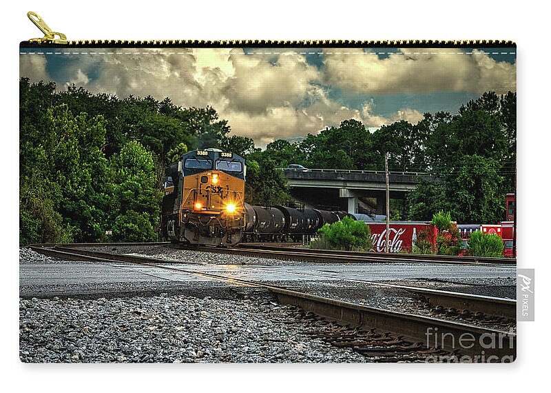 Trains Zip Pouch featuring the photograph Train and Tracks by DB Hayes