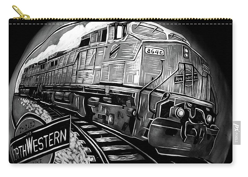 Train Zip Pouch featuring the photograph Train BW by Stuart Manning